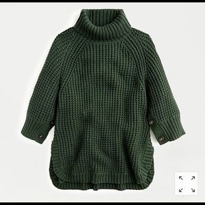 J Crew green turtleneck poncho w/ buttons NWT